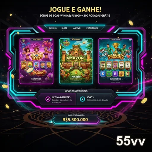 Imagem promocional do site 55vv com o tema 'Jogue e Ganhe Bônus'.